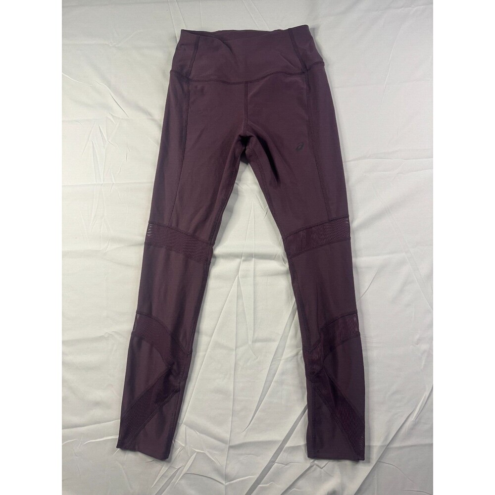 Asics Leggings Womens Size Small Compression Burgundy High Waist Stretch
